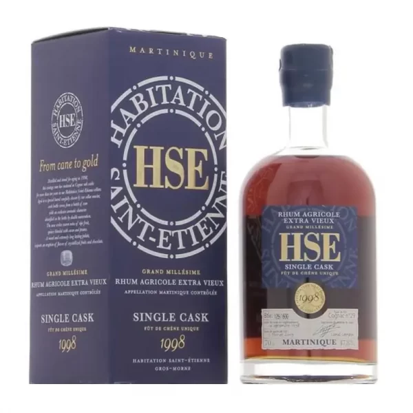 HSE - RHUM HORS D'ÂGE - MILLÉSIME 1998 - SINGLE CASK - BOUTEILLE NUMÉROTÉE - COFFRET LUXE - 70CL - 47,8°