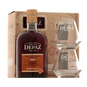 Depaz Rhum Vieux VSOP 7 ans Réserve Spéciale coffret + 2 verres 45° 70 cl Martinique